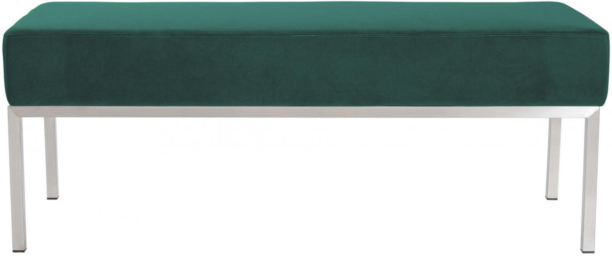 SITZBANK 121/40 cm Samt grün - Edelstahlfarben/Grün, Textil/Metall (121/46/40cm) - CLP
