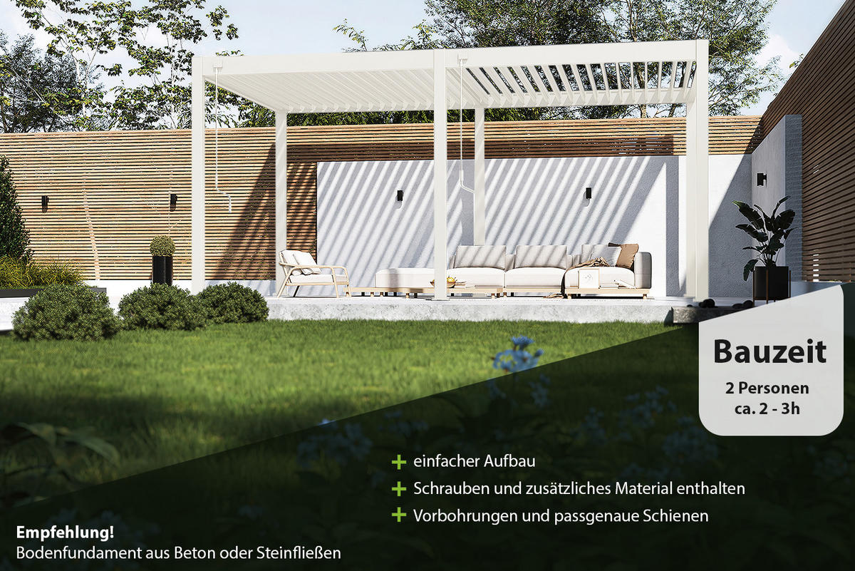 PERGOLA Classic Pavillon Terrassenüberdachung Aluminium 3 x 5,3 m weiß - Weiß, Metall (300/255/530cm) - WEIDE