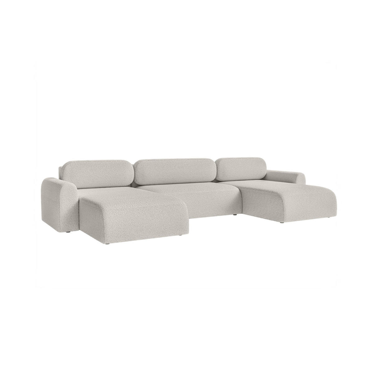 WOHNLANDSCHAFT Lome U mit Schlaffunktion, Silber - Grau, Textil (386/70/185cm) - Fedve