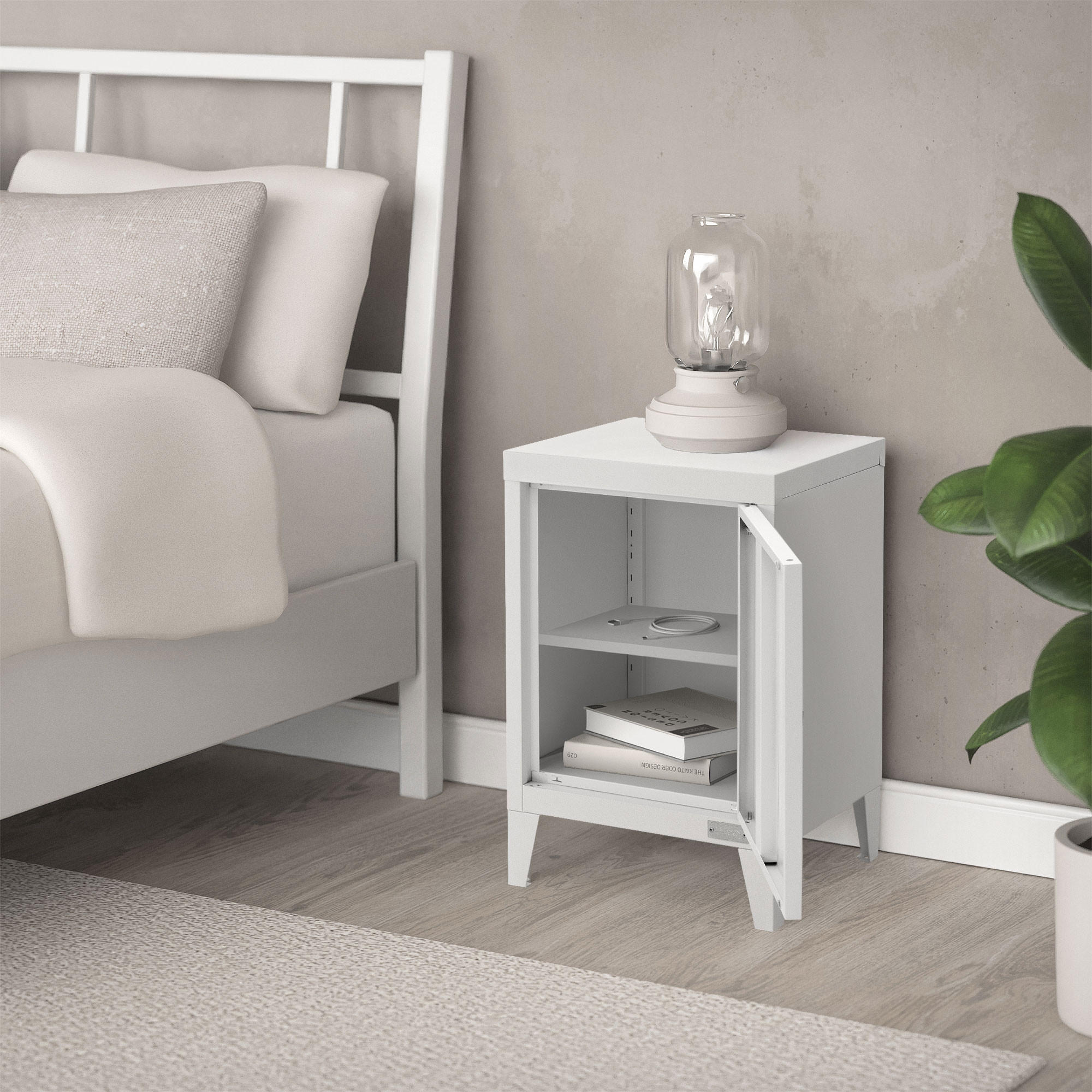 NACHTTISCH Weiß 40x30x58 cm aus Stahl - Weiß, Metall (40/58/30cm) - ML-DESIGN