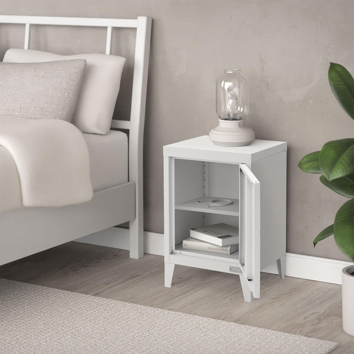 NACHTTISCH Weiß 40x30x58 cm aus Stahl - Weiß, Metall (40/58/30cm) - ML-DESIGN