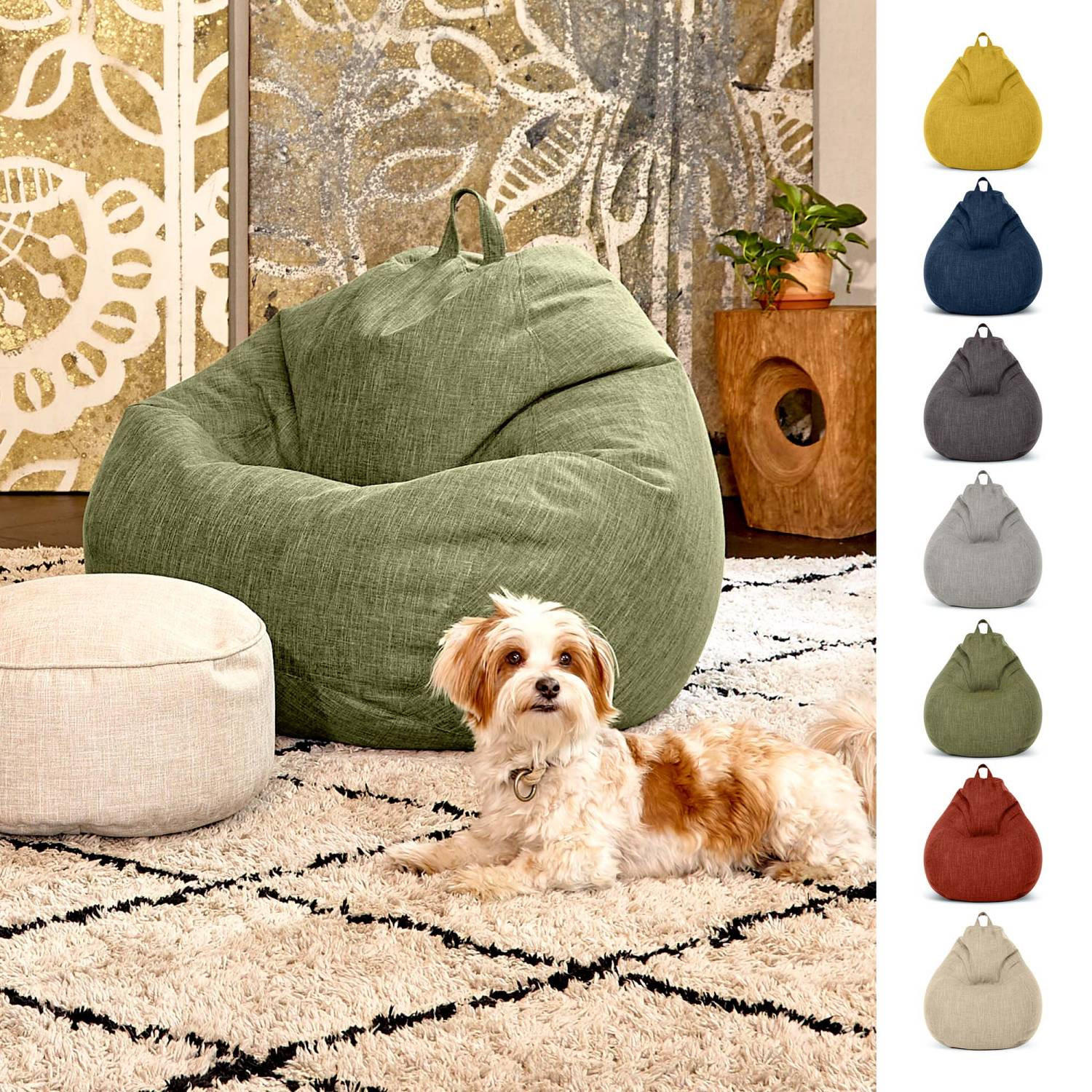SITZSACK Indoor "Home Linen" - 200 Liter - Grün, Textil (80/90/50cm) - Green Bean