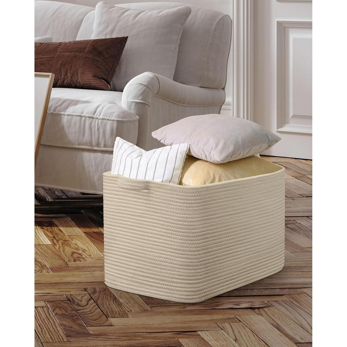 WÄSCHEKORB 2-teiliges Set Beige 63 L - Beige, Textil (38/30/55cm)