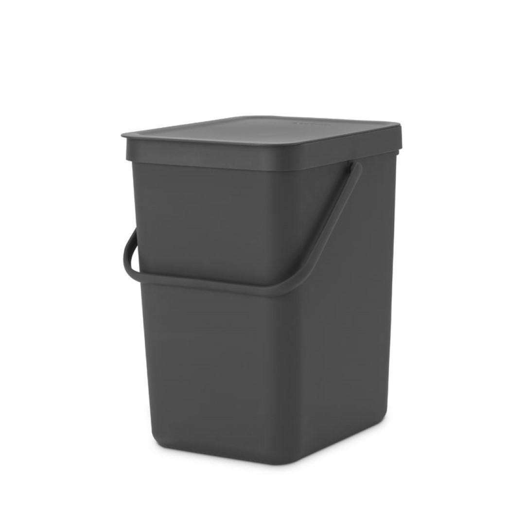 MÜLLEIMER Mit Stay Open Deckel 25 Liter 40 x 26,8 x 34,5 cm Kunststoff Dunkelgrau - Grau, Kunststoff (26.8/40/34.5cm) - PROREGAL