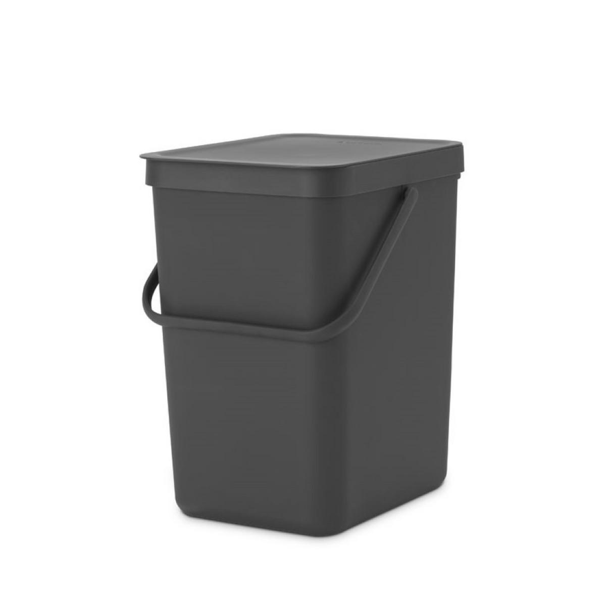 MÜLLEIMER Mit Stay Open Deckel 25 Liter 40 x 26,8 x 34,5 cm Kunststoff Dunkelgrau - Grau, Kunststoff (26.8/40/34.5cm) - PROREGAL
