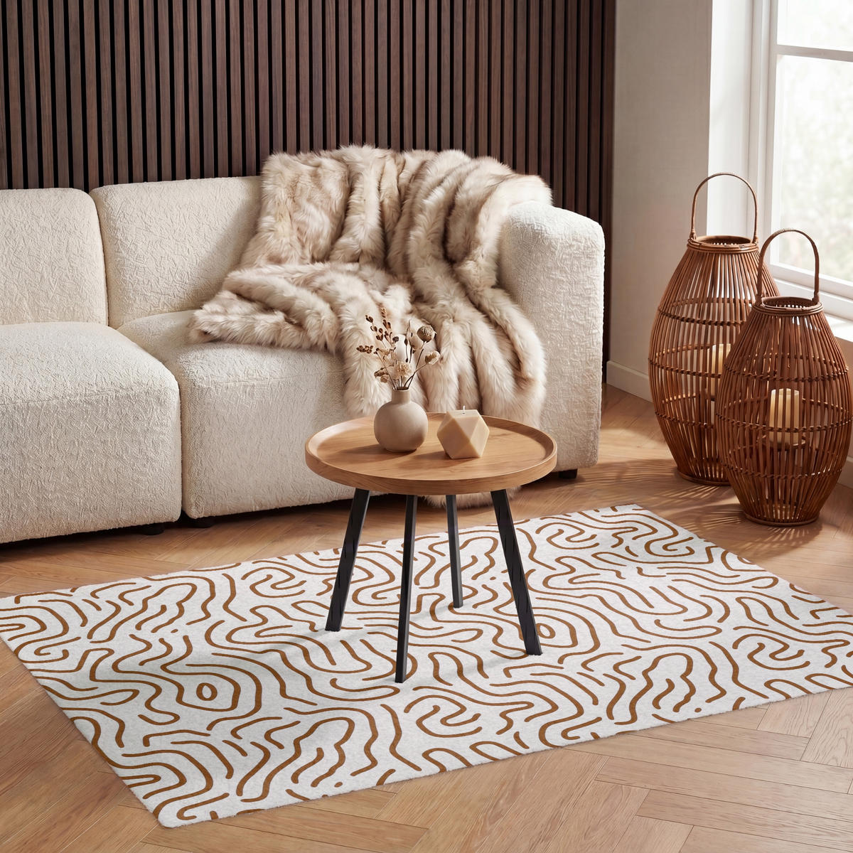 PREPROGE - Krivulje - 120x80 cm - rjava, umetna masa/tekstil (120/0.4cm) - OnlyWow
