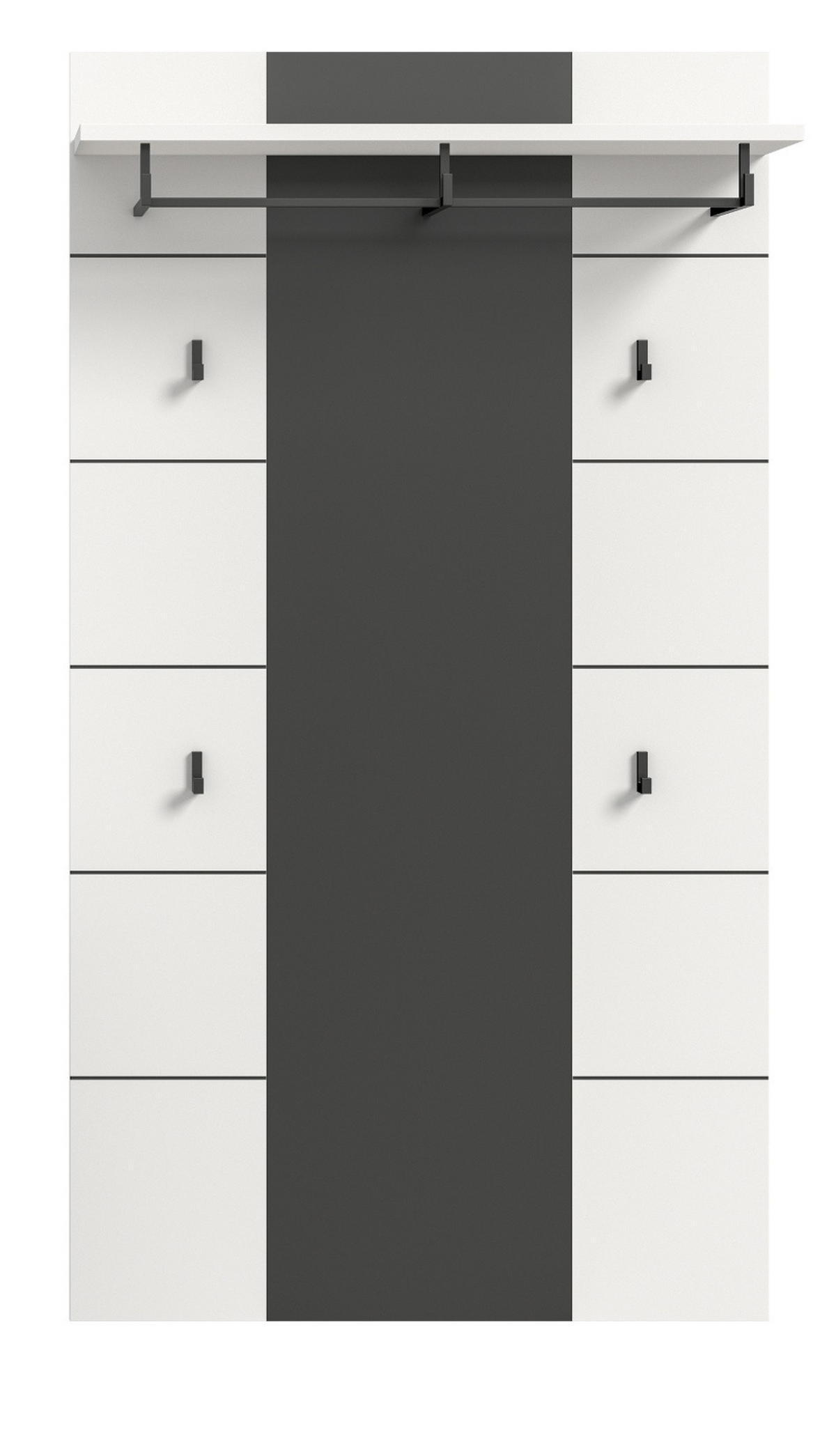 GARDEROBENPANEEL in weiß, grau, Wandgarderobe 80 x 141 cm, Cooper - Weiß/Grau, Holzwerkstoff/Metall (80/141/141cm) - Inn.Furn