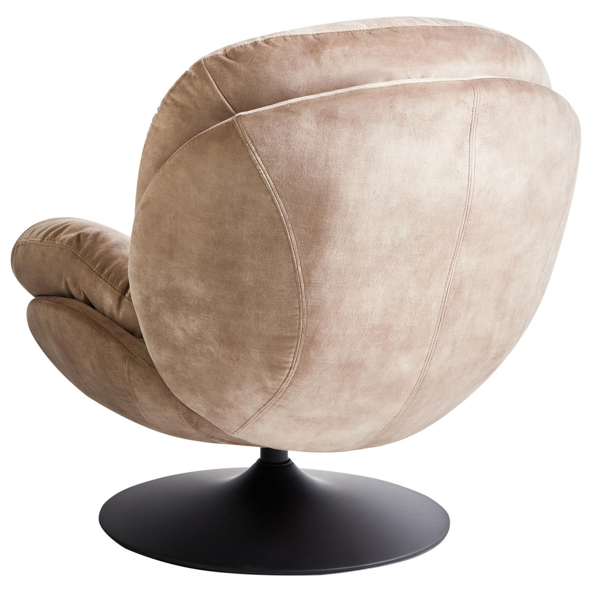 DREHSESSEL Beige Nolvik - Sandfarben/Schwarz, Textil (82/82/85cm) - Beliani