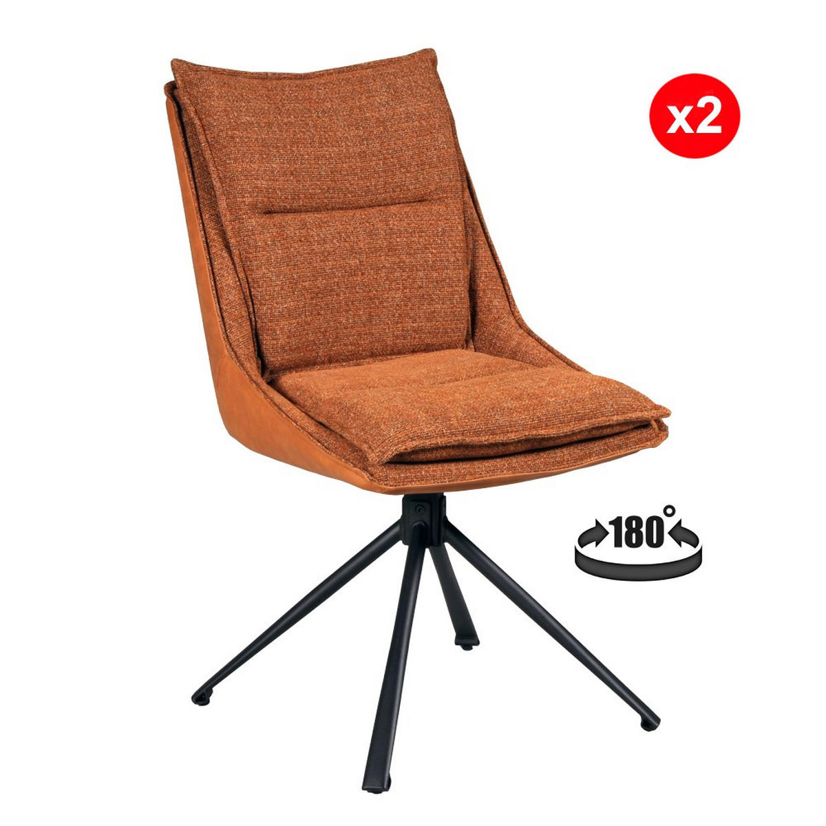 STUHL drehbar 2-er SET JAVA- Ziegelbraun - Rotbraun, Kunststoff/Metall (53/93/67cm) - Weber Industries