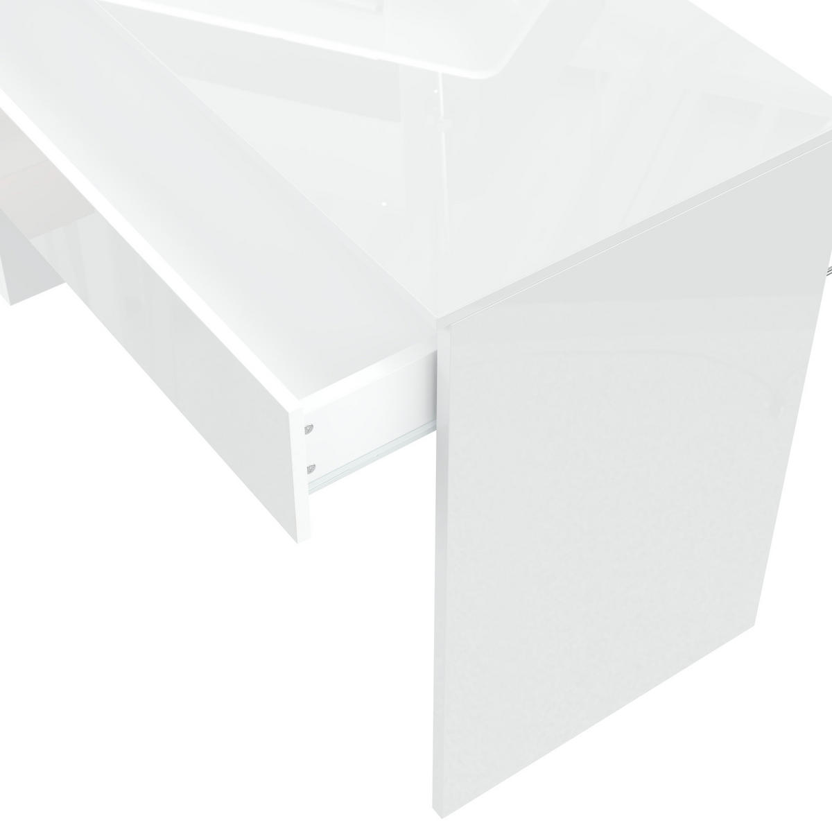 SCHREIBTISCH Weiß Hochglanz 120/50/78 cm mit LED-Beleuchtung und Schubladen - Weiß, Holzwerkstoff (50/120/78cm) - PANGIVO