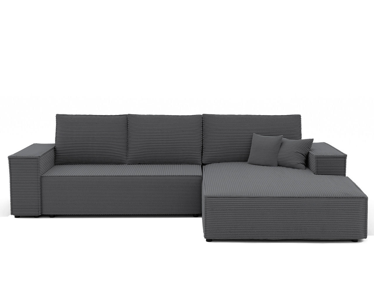 ECKSOFA NOVA mit Schlaffunktion und Bettkasten Dunkelgrau - Dunkelgrau, Holzwerkstoff/Kunststoff (250/90cm) - Idohome