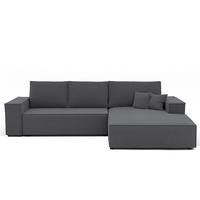 ECKSOFA NOVA mit Schlaffunktion und Bettkasten Dunkelgrau - Dunkelgrau, Holzwerkstoff/Kunststoff (250/90cm) - Idohome