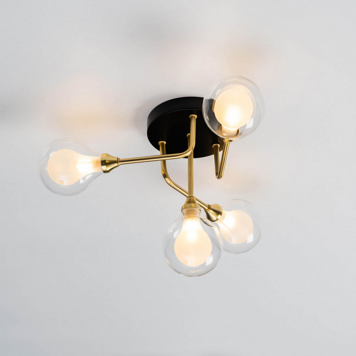 DECKENLEUCHTE Olivetto, Schwarz und gold, 46cm - Goldfarben, Glas (46/46/29cm) - KOSILUM