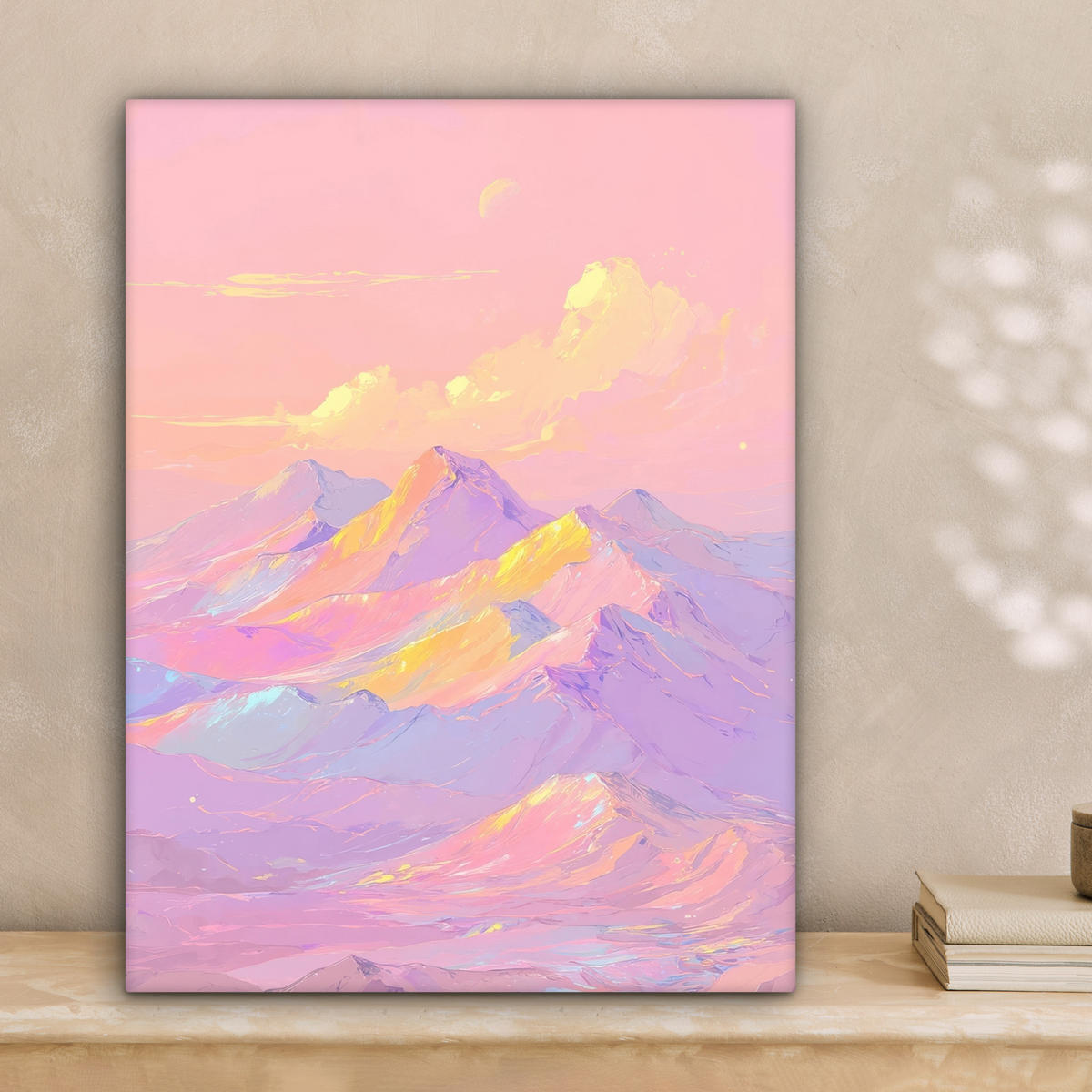 LEINWANDBILD Berggipfel - Wolken - Verträumt Room Decor 30x40 cm - Hellrosa, Textil (30/40cm) - MuchoWow