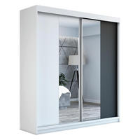 SCHWEBETÜRENSCHRANK 160 CM NEO Farbe: Weiß / weiß / schwarz - Schwarz/Weiß, Holzwerkstoff (160/215/59.5cm) - A&J MöbelLand