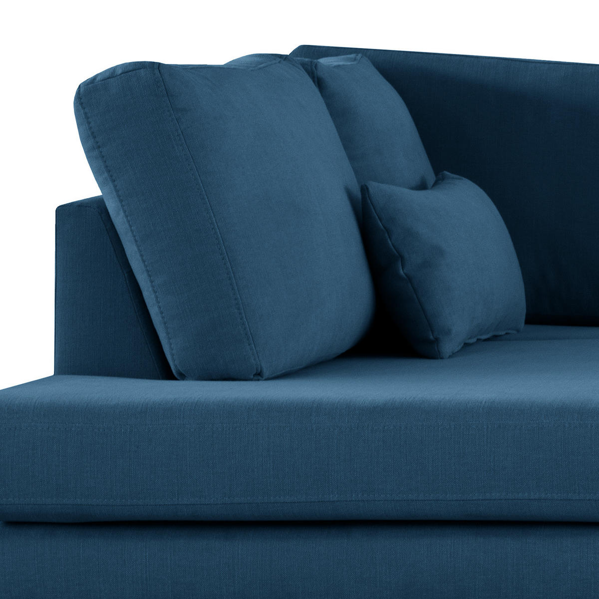 ECKSOFA mit Ottomane - Blau/Buchefarben, Buchenholz/Textil (287/219cm) - home24