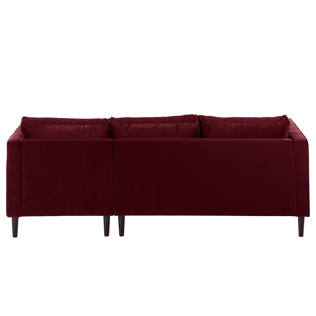ECKSOFA - Samt - Dunkelbraun/Weinrot, Birkenholz/Textil (201/155cm) - home24