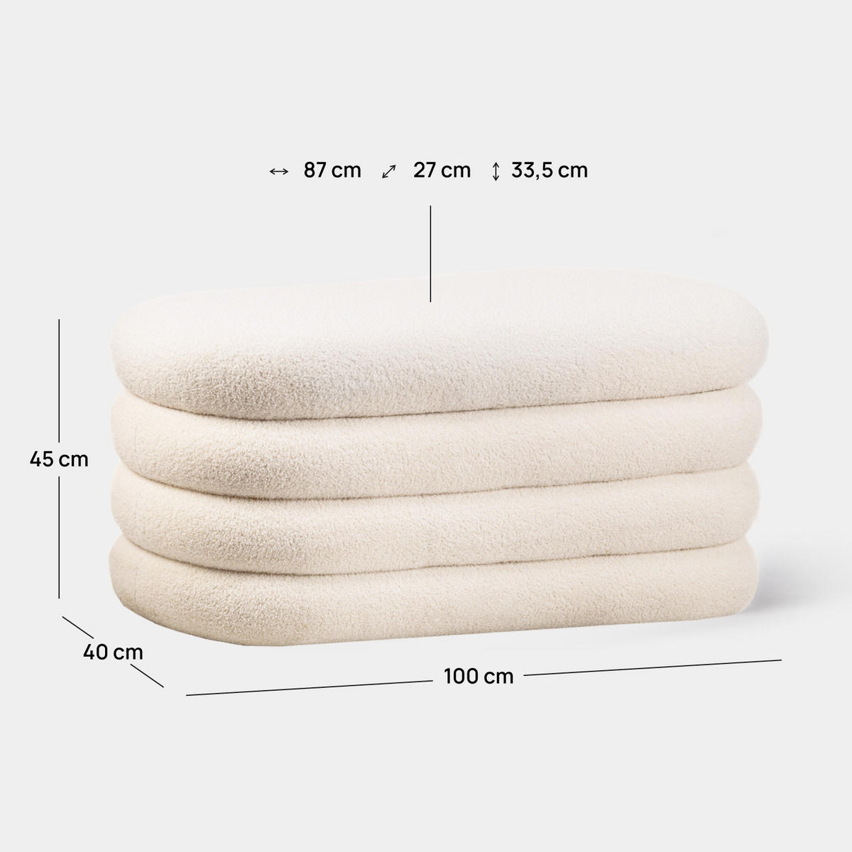 KOMMODE Roma Weiß 100 cm x 45 cm - Weiß, Textil (100/45/40cm) - Klast Home