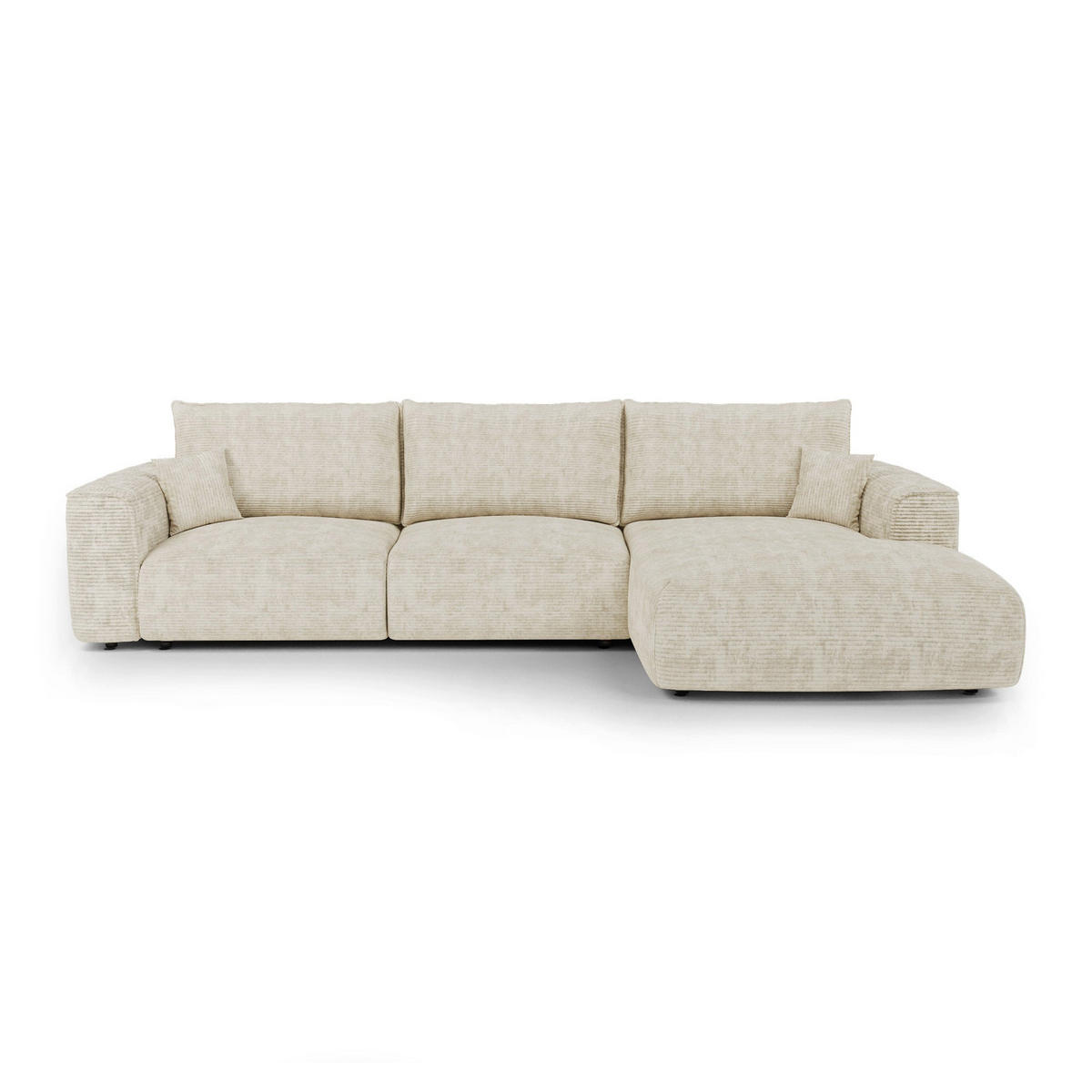 ECKSOFA rechtwinklig COMO Cord Creme 297cm - Creme, Textil (297/167cm) - Premium Interiors