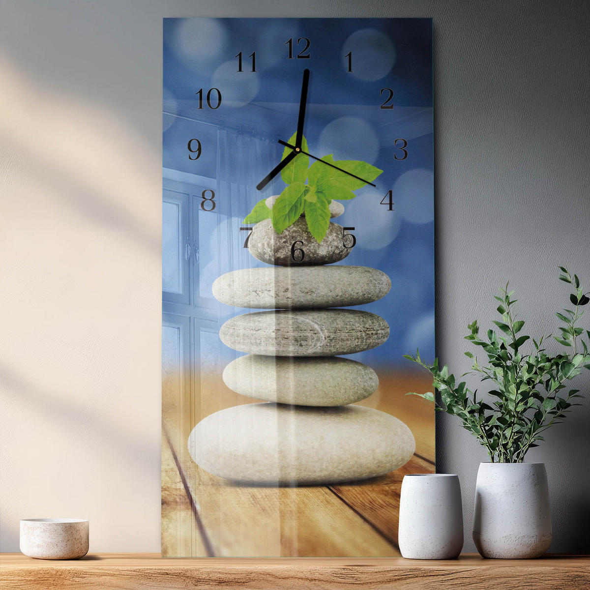 WANDUHR 30x60 cm - Feuerblume - Multicolor, Glas (30/60/0.4cm) - TULUP