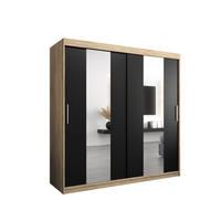 SCHWEBETÜRENSCHRANK 200/200/62 2-türig - Silberfarben/Schwarz, Holz/Kunststoff (200/200/62cm) - Abiks Möbel
