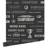 TAPETE sportliche Sprüche 53 cm x 10.05 m - Schwarz, Papier (53/1000cm) - ESTAhome