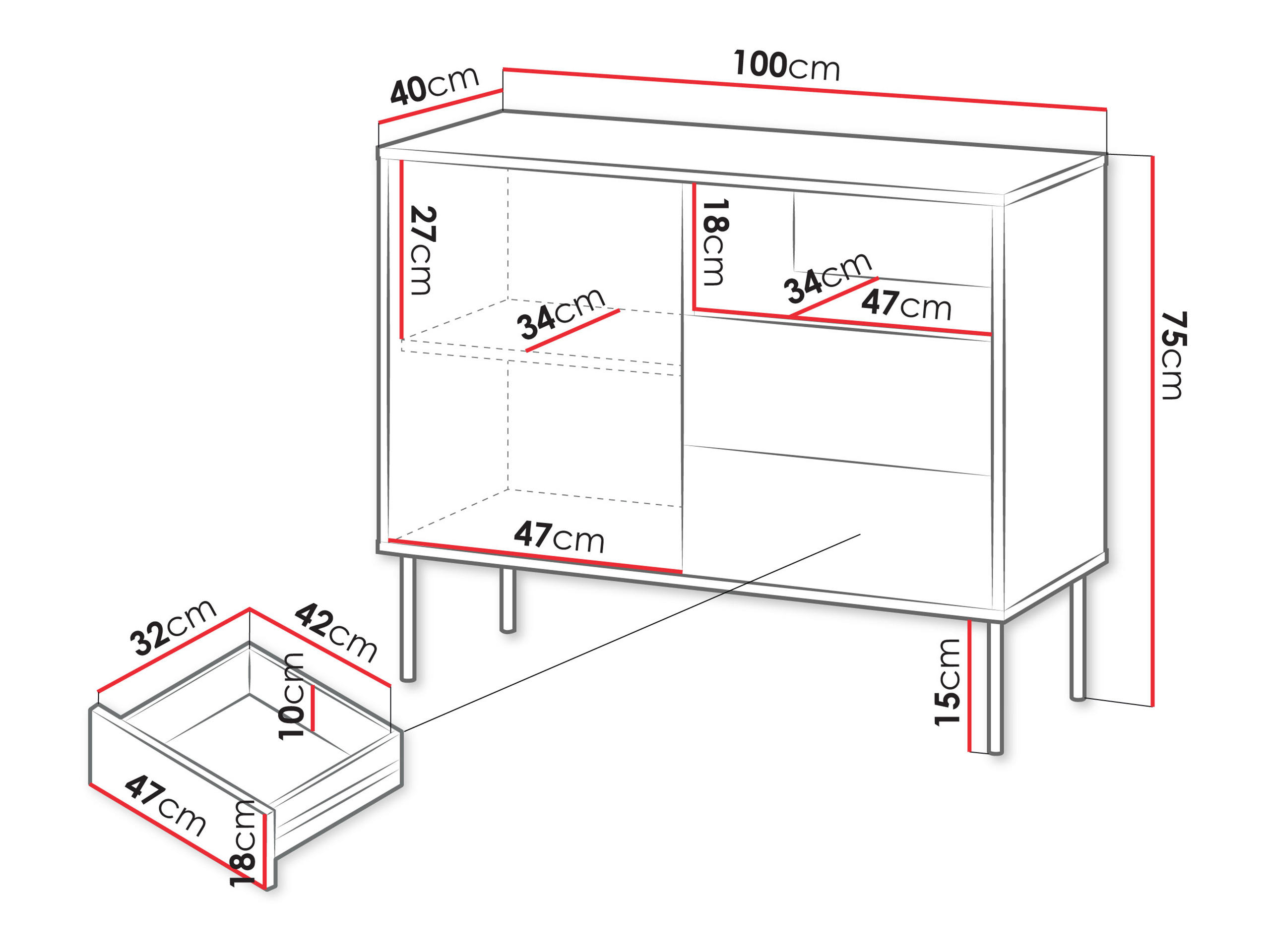 Thumbnail - Mirjan24 Kommode, Beige, Holzwerkstoff, 2 Schubladen, Rechteckig, 100x75x40 cm, Wohnzimmer, Kommoden & Sideboards, Kommo...