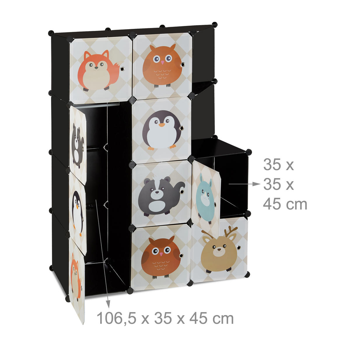 STECKREGAL Kinderzimmer - Multicolor, Kunststoff/Metall (110.5/145/46.5cm) - Relaxdays