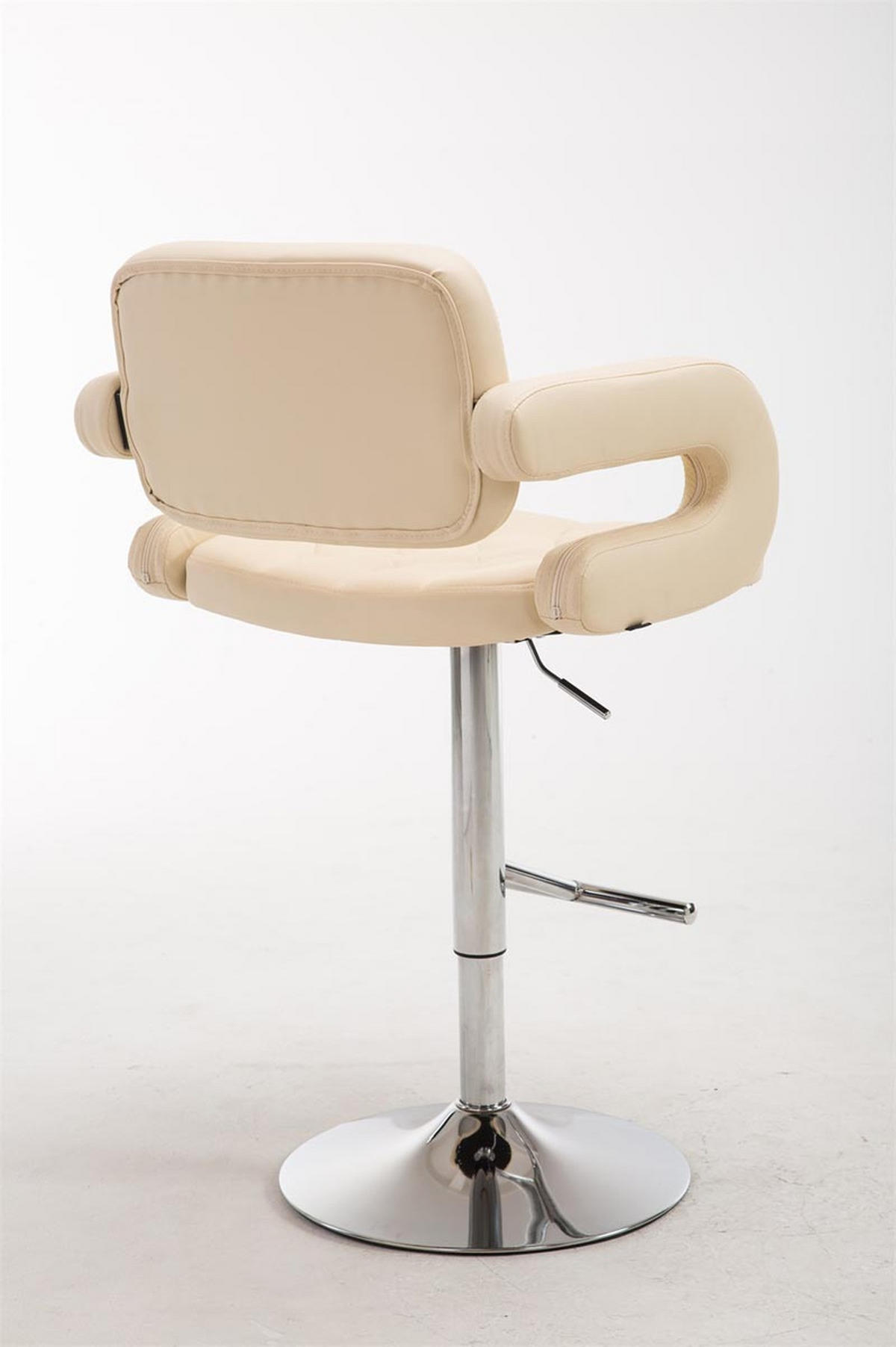 BARHOCKER Dubai, Gestell Metall in Chromoptik, Kunstleder Creme - Chromfarben/Creme, Kunststoff/Textil (52/100/55cm) - TPFLiving