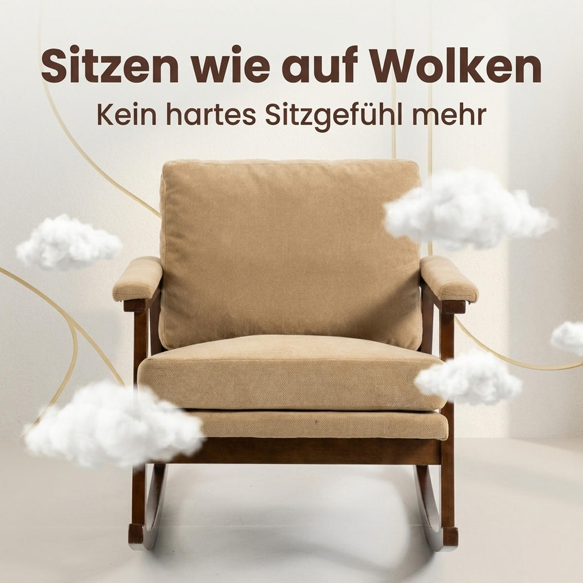 SCHAUKELSTUHL Hellbraun Samt - Hellbraun, Textil (73/80/83cm) - Oxeza