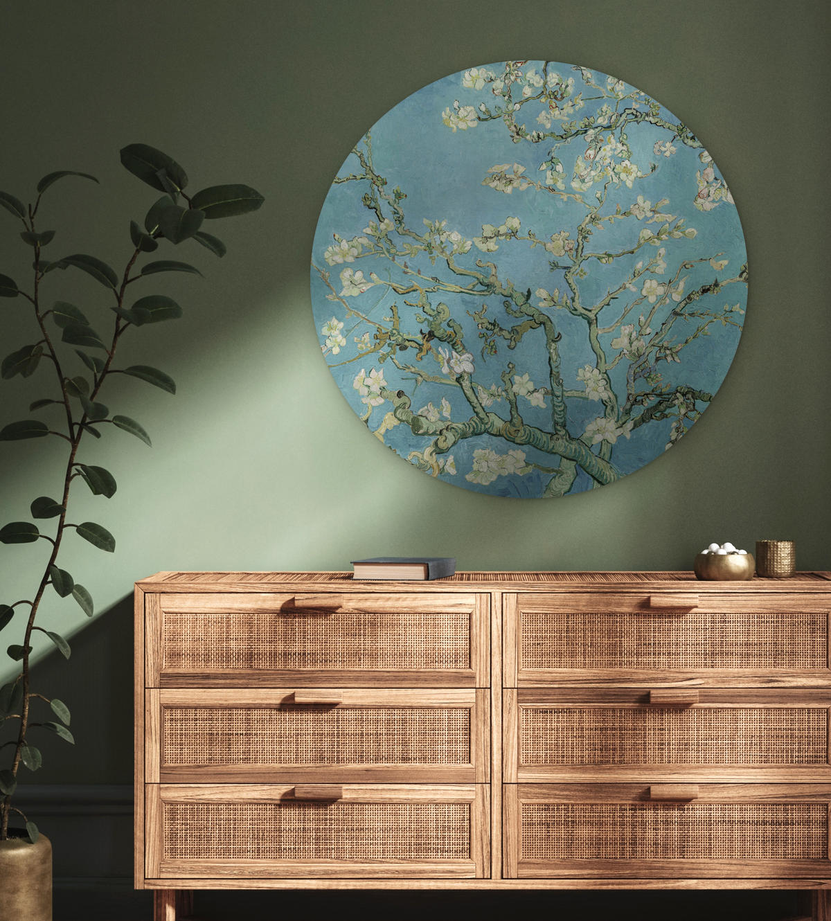 WANDBILD Van Gogh - Mandelblüte - Alte Meister - Kunst - Vintage 90x90 cm - Pastellblau, Kunststoff (90/90cm) - MuchoWow
