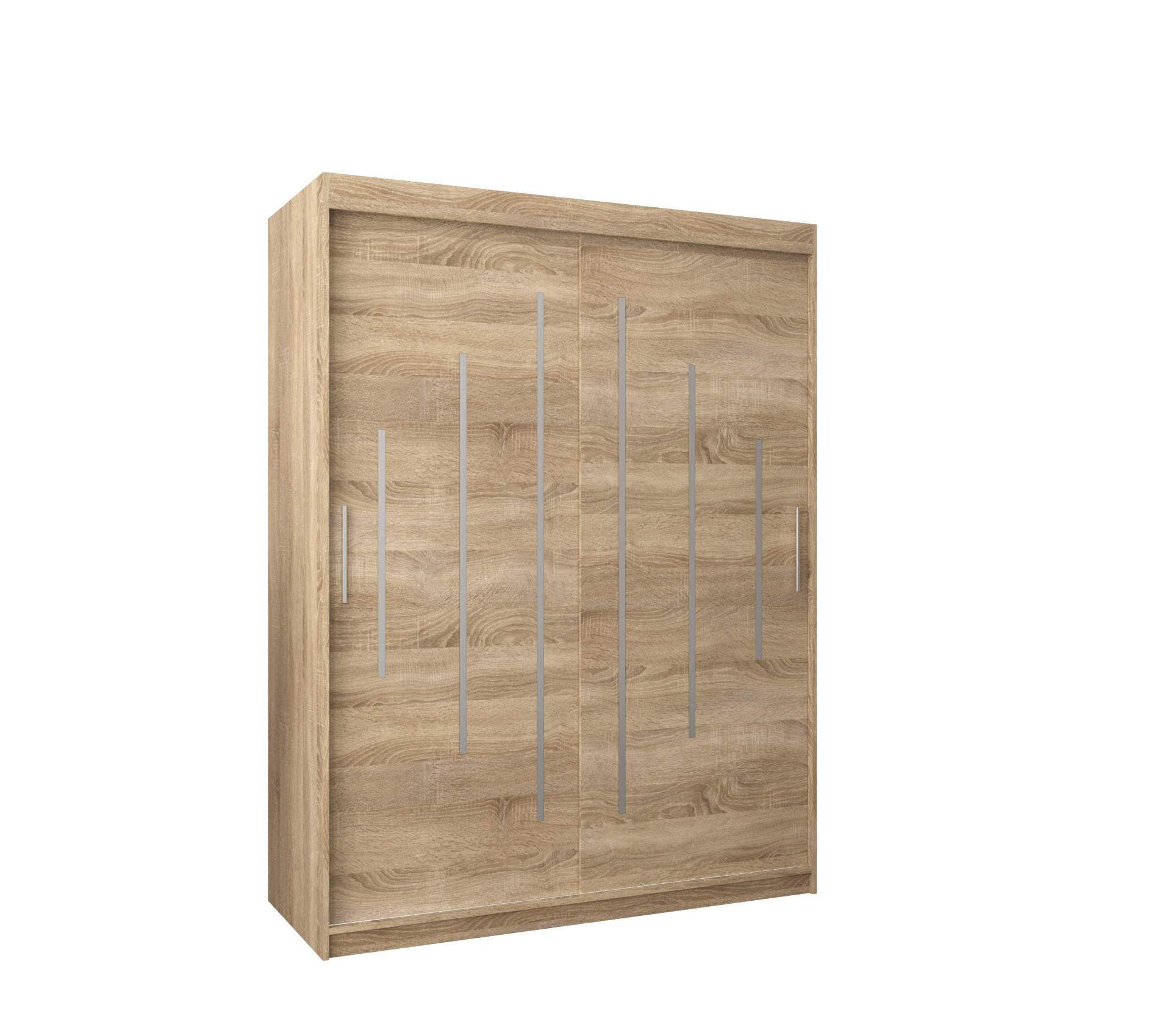 SCHWEBETÜRENSCHRANK 200/150/62 2-türig - Silberfarben/Sonoma Eiche, Holz/Kunststoff (150/200/62cm) - Abiks Möbel