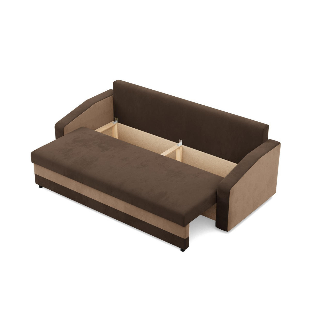 SOFA 3-SITZER MIT SCHLAFFUNKTION ORION, Dunkelbraun + Braun - Braun, Textil (220/85/92cm)