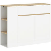 SIDEBOARD Küchenschrank mit Schublade, verstellbare Ablage, Aufbewahrungsschrank - Weiß/Naturfarben, Holz/Holzwerkstoff (30/81.5/105cm) - HOMCOM