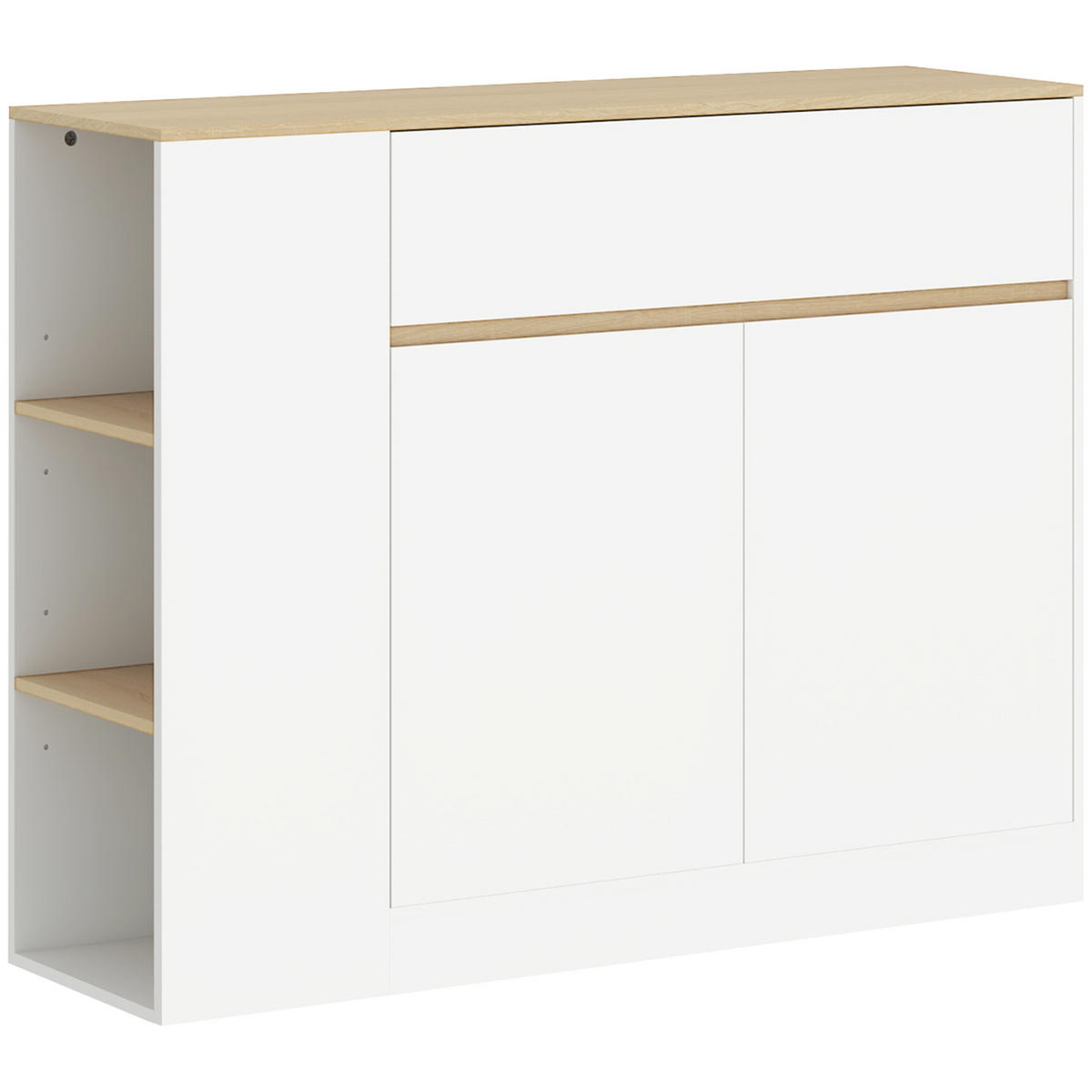SIDEBOARD Küchenschrank mit Schublade, verstellbare Ablage, Aufbewahrungsschrank - Weiß/Naturfarben, Holz/Holzwerkstoff (30/81.5/105cm) - HOMCOM