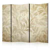 PARAVÁN Jednostranný 5-dielny 225x172 cm Béžové Listy - béžová, drevo/textil (225/172/3cm) - Muralo