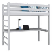 HOCHBETT N01 mit Schreibtisch Grau 80/180 - Grau, Naturmaterialien/Holz (80/180cm) - N-Wood