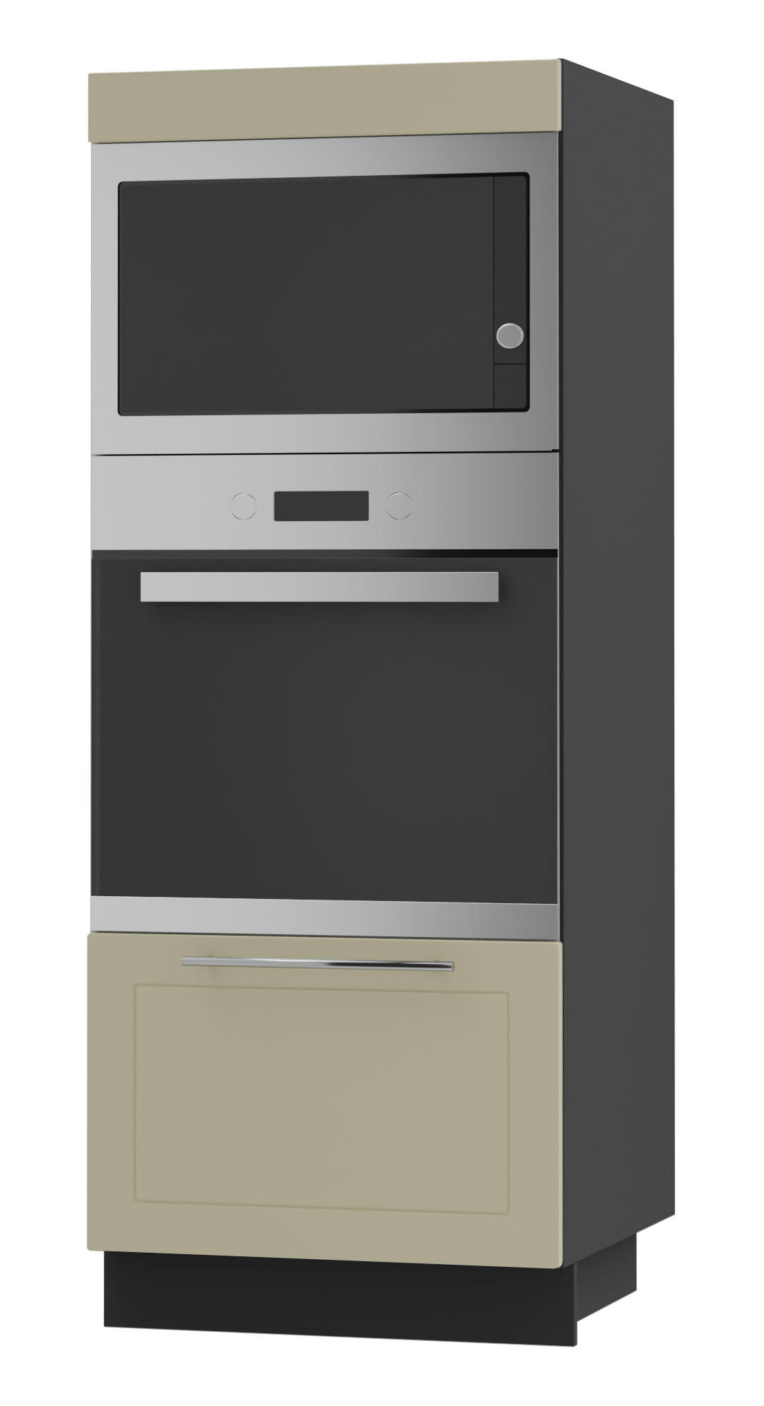 BACKOFENHOCHSCHRANK Kvantum D5AA/60/154 Vanille Matt / Schwarz Matt 60 / 59 / 154cm - Creme/Schwarz, Holz/Holzwerkstoff (60/154/59cm) - Feldmann-Wohnen