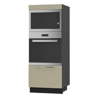 BACKOFENHOCHSCHRANK Kvantum D5AA/60/154 Vanille Matt / Schwarz Matt 60 / 59 / 154cm - Creme/Schwarz, Holz/Holzwerkstoff (60/154/59cm) - Feldmann-Wohnen