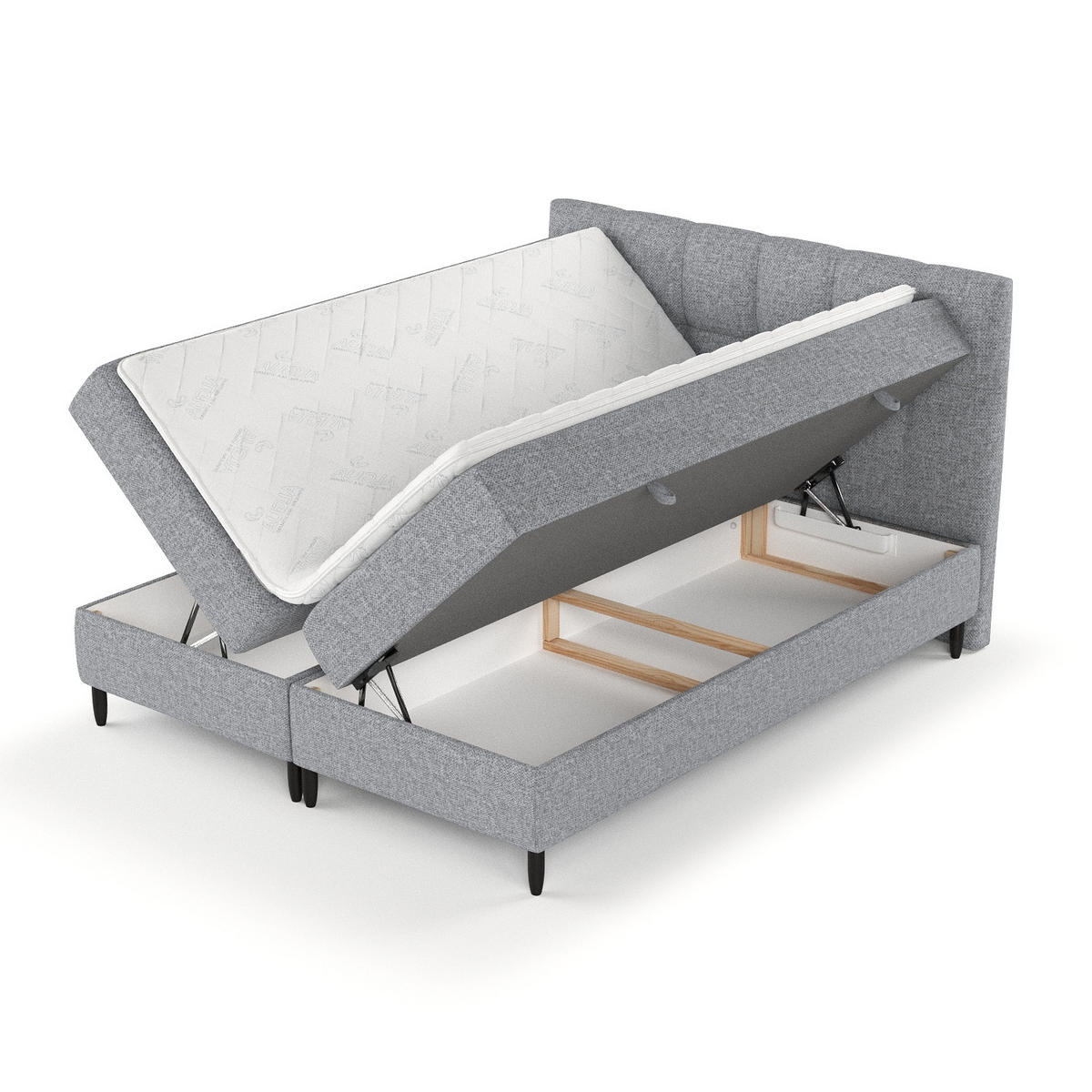 BOXBETT Arlette Grau 200/200 cm - Schwarz/Grau, Holz/Holzwerkstoff (200/200cm) - Maison de Reve