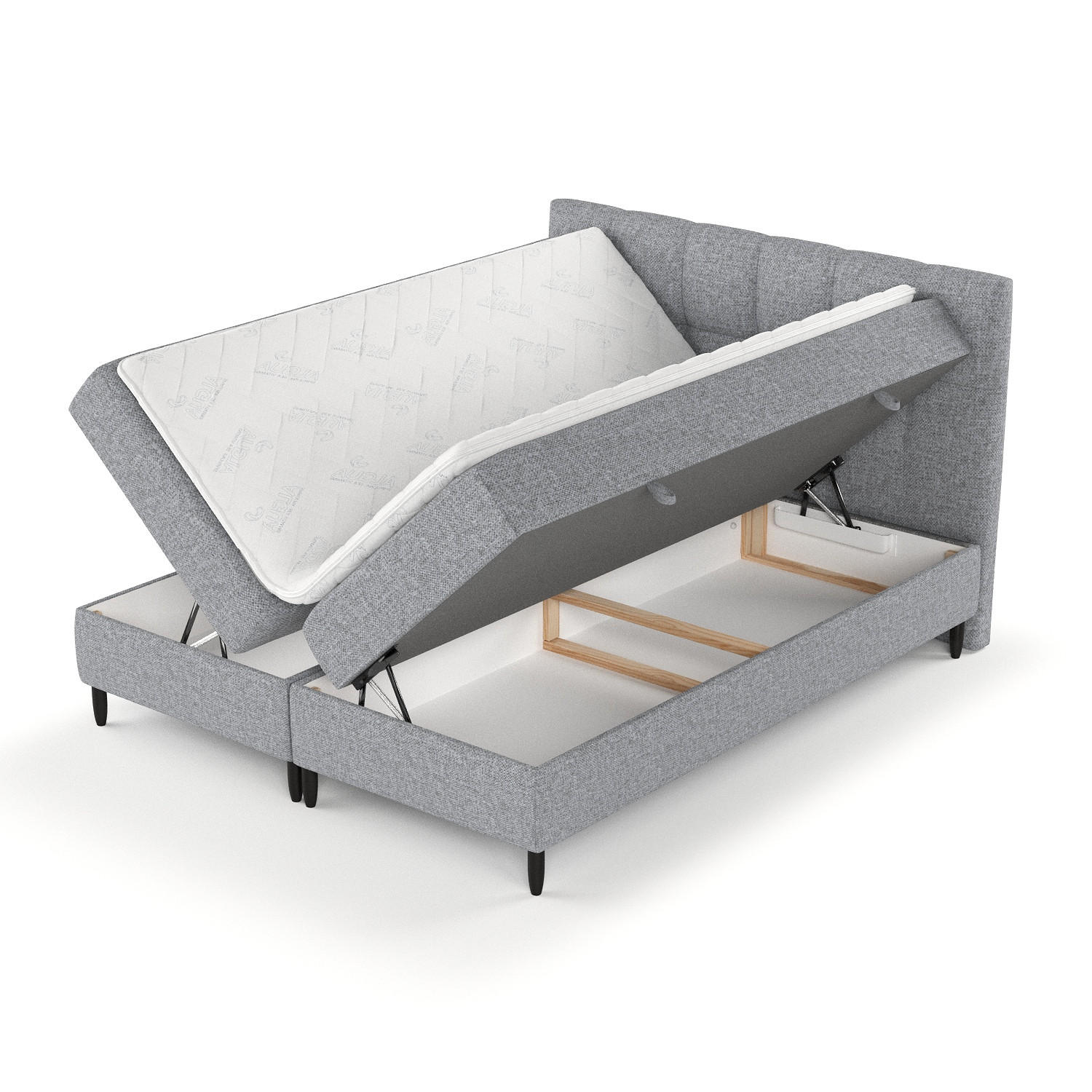 Thumbnail - Maison de Reve Boxbett, Grau, Textil, Buche, Kiefer, H3, Höhe ca. 19 cm, 160x200 cm, Oeko-Tex® Standard 100, Reach, FSC ...