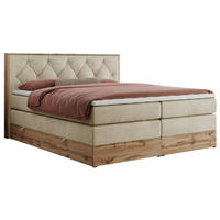 BOXSPRINGBETT VENETO KING 180/200 Beige Velvet - H3 - Beige, Holz/Textil (180/200cm) - MKS