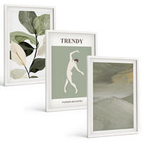 BILDER SET 3er Set - 40x60 cm Weißer Rahmen - Abstrakte Pflanzensilhouettenmuster - Weiß, Kunststoff (40/60cm) - TULUP