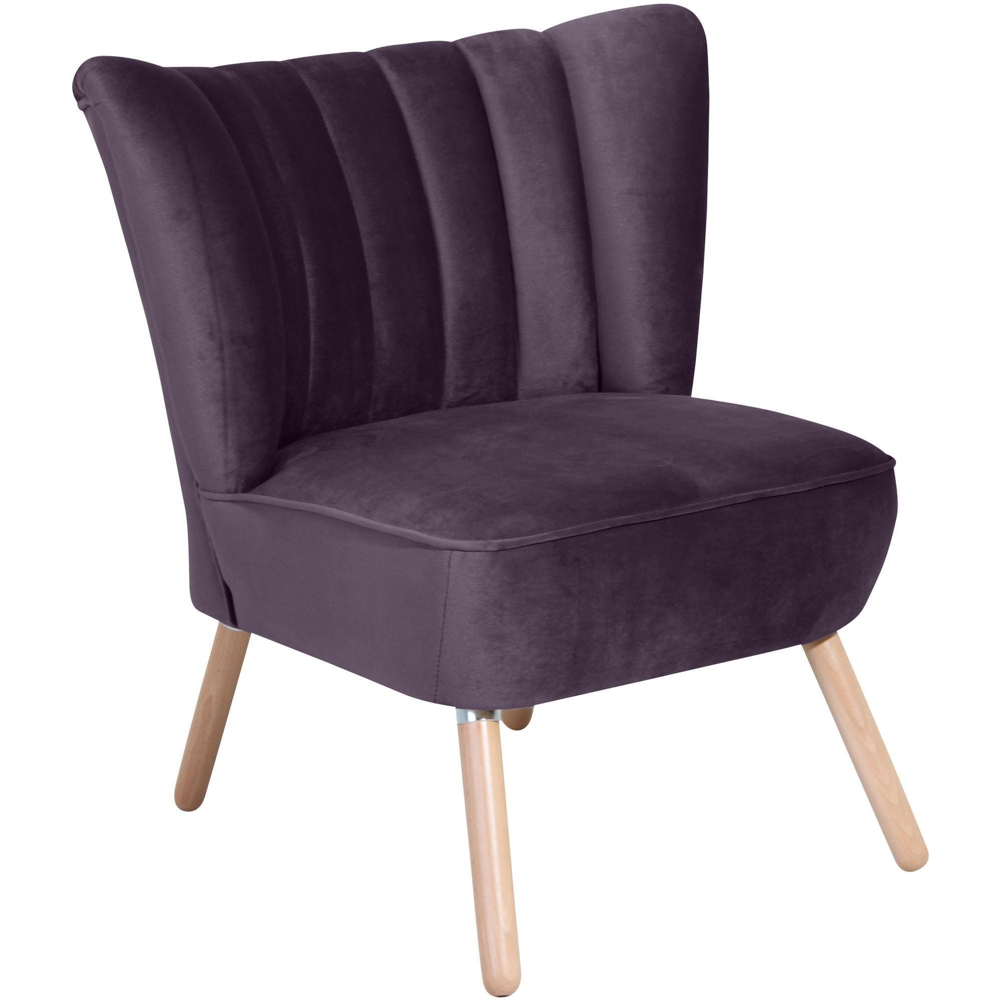 SESSEL Kadisha Bezug Samtvelours Buche natur / purple - Lila, Kunststoff (70/80/66cm) - 58aufmkessel