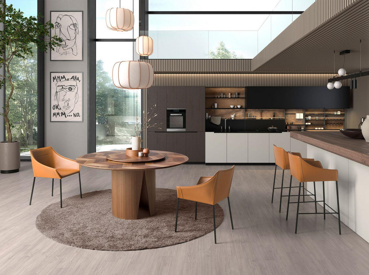 ESSTISCH Esstisch runde Walnuss Ø150/76 cm - Walnussfarben, Holz (150/150/76cm) - ANGEL CERDA