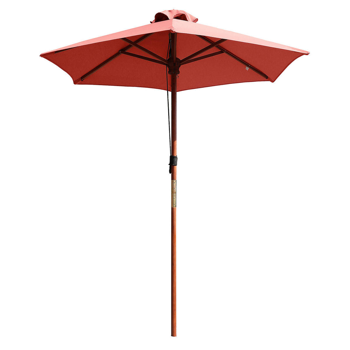 SONNENSCHIRM - Eukalyptus massiv / Polyester - Terracotta, Holz/Textil (200/200cm) - home24