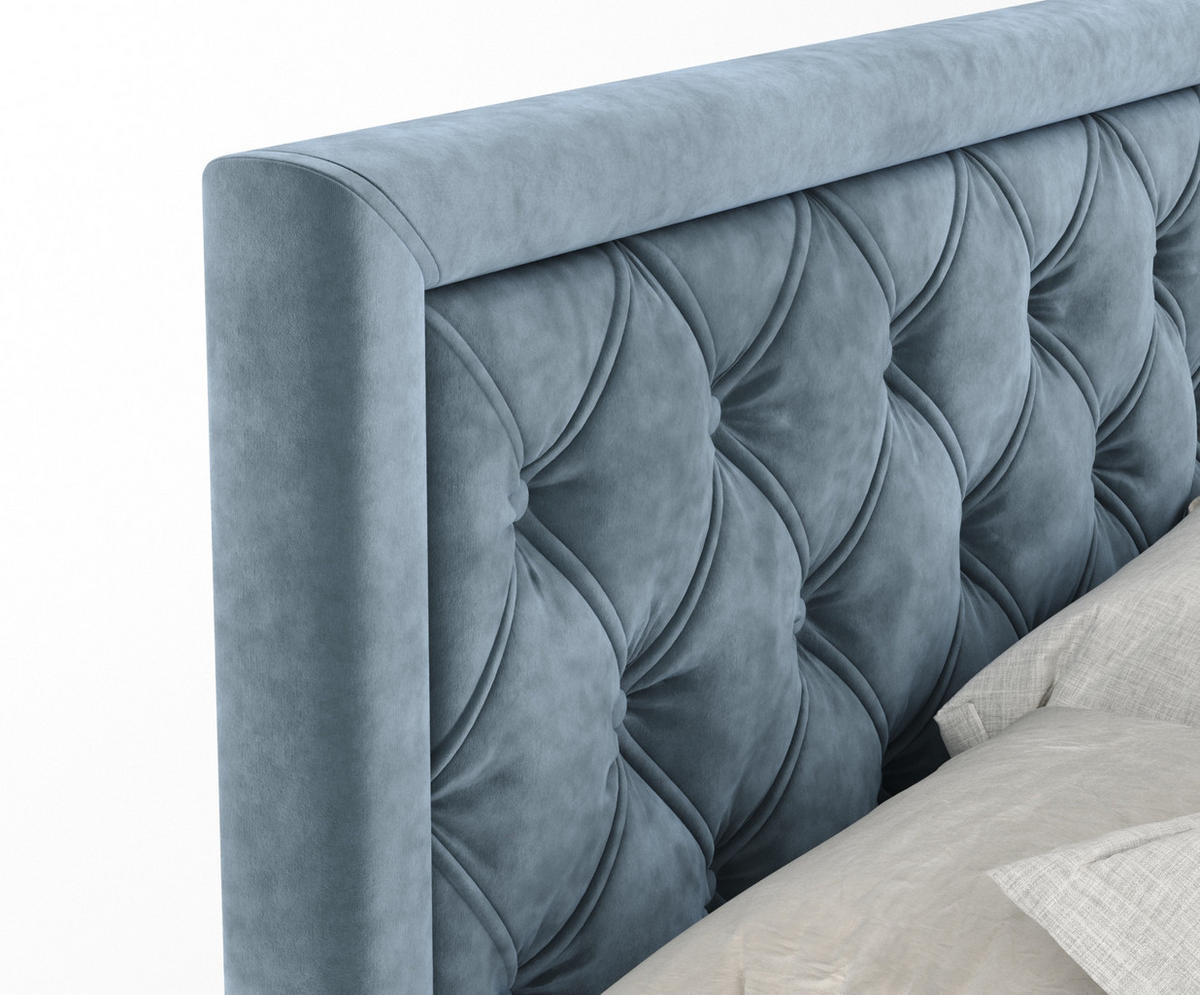 BOXSPRINGBETT Aurelia Blau Grau 160/200 cm - Blaugrau/Schwarz, Holz/Holzwerkstoff (160/200cm) - Maison de Reve