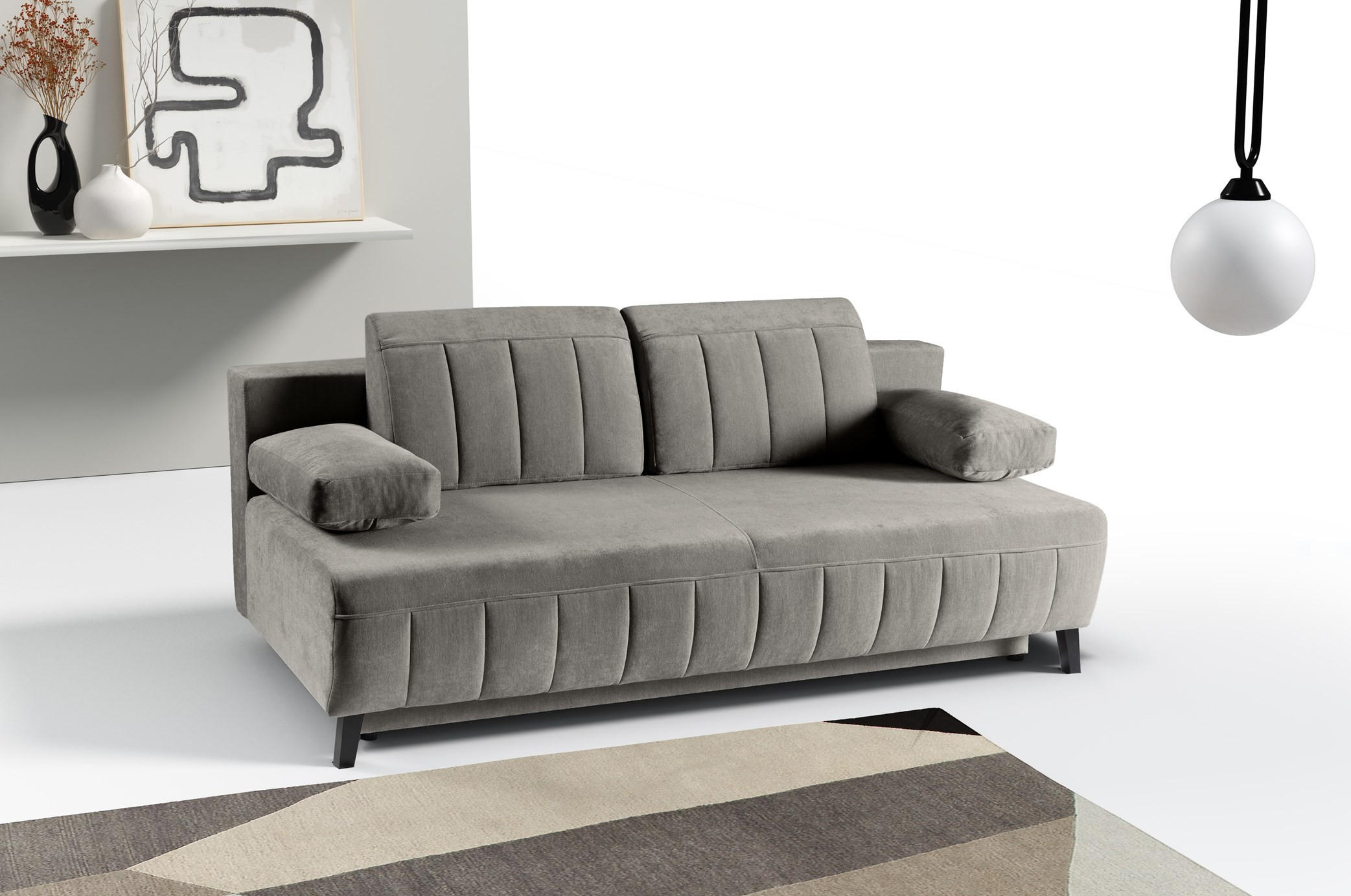 SCHLAFSOFA Aruna, Grau - Grau, Textil/Metall (200/90/98cm) - Bettso