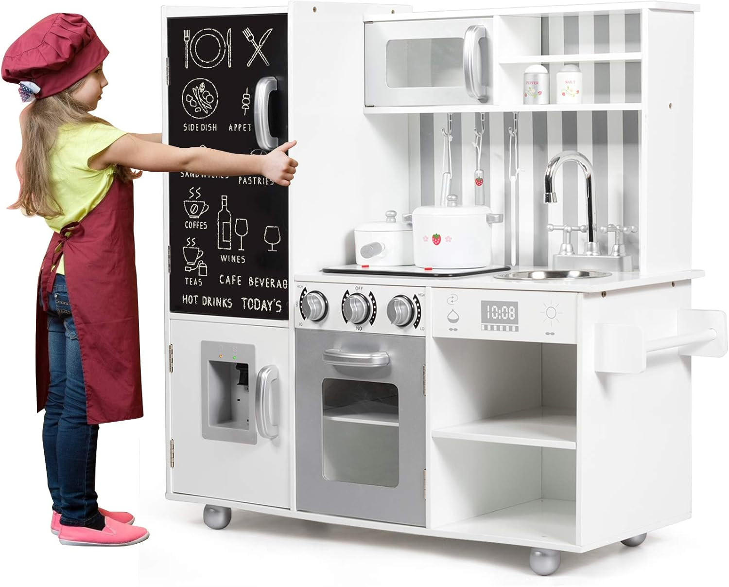 KINDERKÜCHE Weiß - Weiß, Holz (32/80/83cm) - COSTWAY