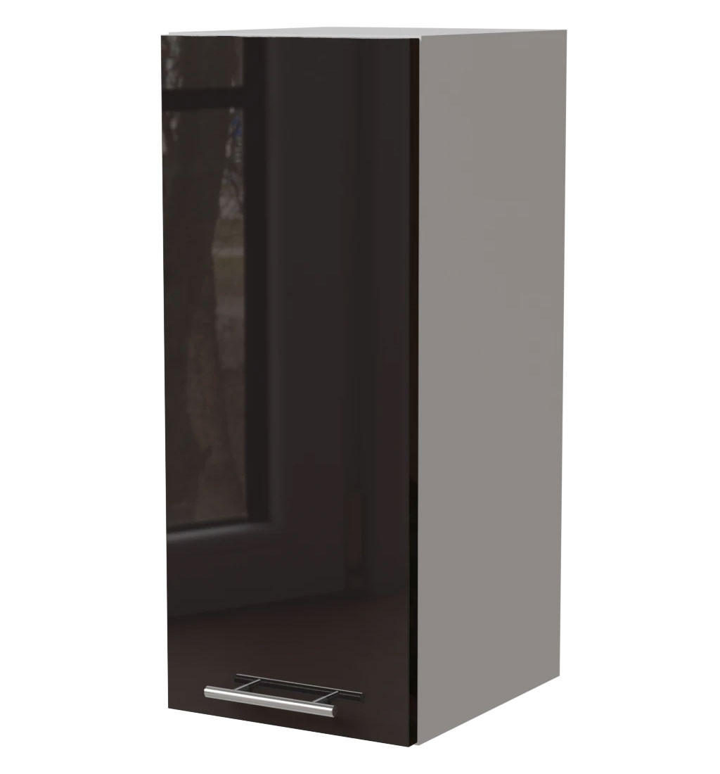 KÜCHENHÄNGESCHRANK Essen W2/20 Schwarz Hochglanz / Weiß Matt 20 / 32,5 / 72cm - Schwarz Hochglanz/Schwarz, Holz/Holzwerkstoff (20/72/32.5cm) - Feldmann-Wohnen